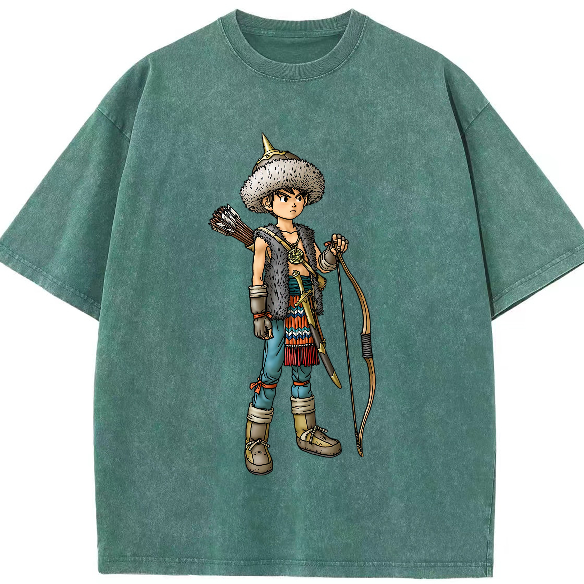 （画像用） ドラゴンクエスト Doragon Kuesuto Dragon Quest 綿100% ヴィンテージ風 半袖Tシャツ（フロントプリント）